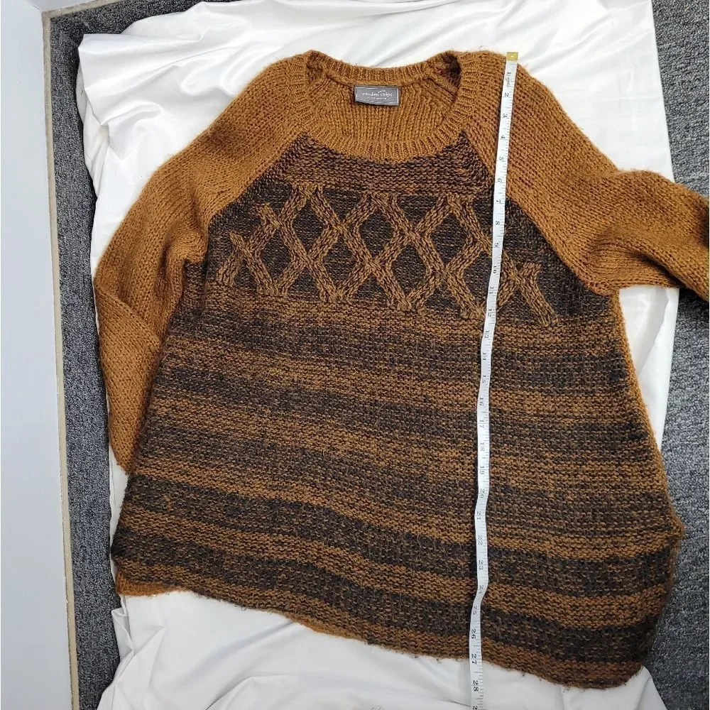 WOODEN SHIPS sweater rust color crew‎ neck oversized mohair blend S/M